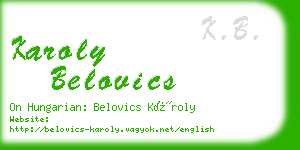 karoly belovics business card